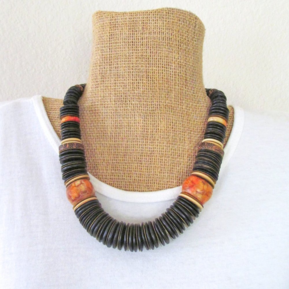 Big Chunky Beaded Boho African Tribal Necklace